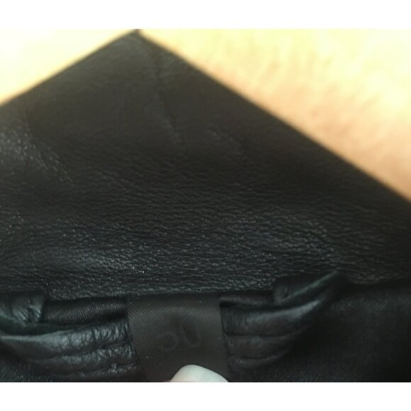 Vintage Black Leather Long Coat With Belt & Zipper Closure - Picture 8 of 13